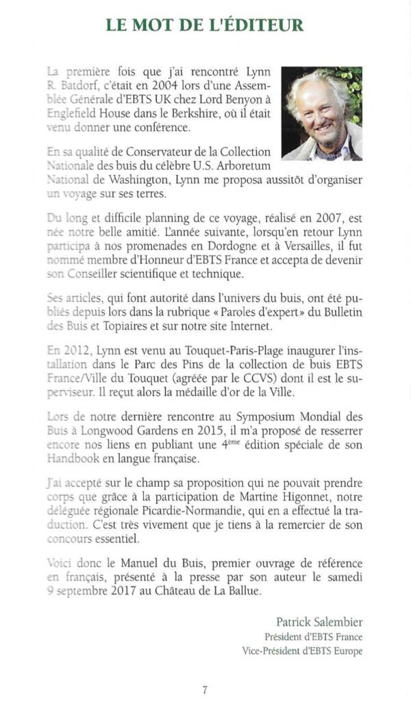 Manuel du Buis édition française – Edito de Patrick Salembier